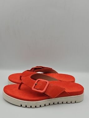 Vionic Orange Suede Buckle Thong Sandal